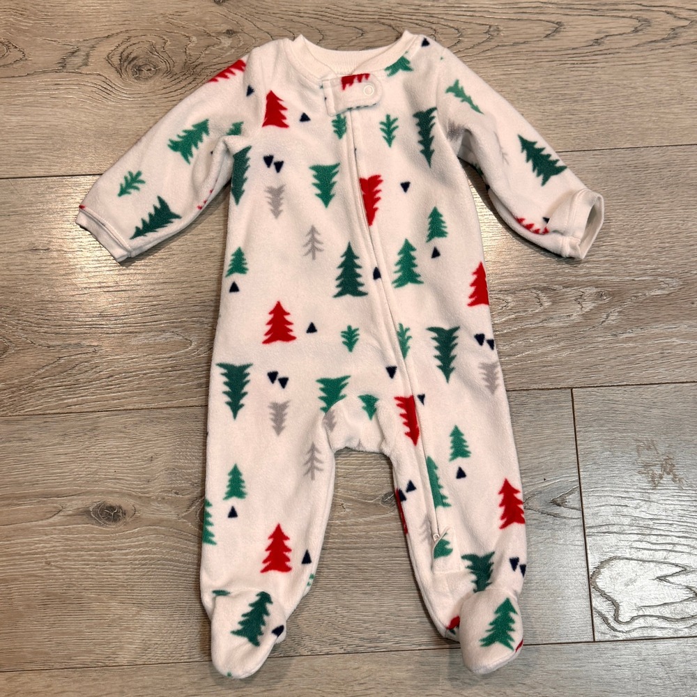Lullaby Lane Baby Fleece Pajamas Footed Sleepers Christmas Trees‎ 0-3 Months